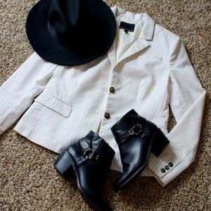 Banana Republic White Striped Blazer Sz 8 M